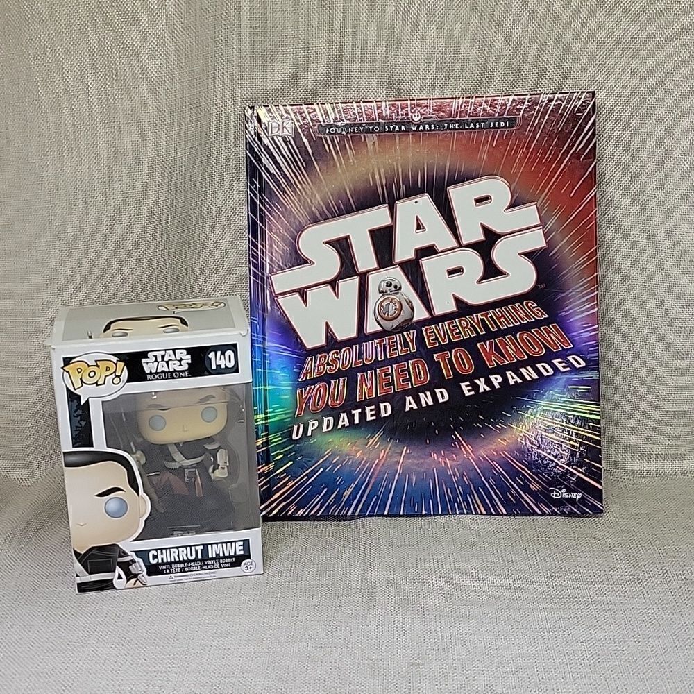 Star Wars Rogue One Chirrut Imwe bobble head. Hardcover book.‎